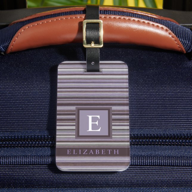 Étiquette À Bagage Lignes de couleurs Brown pourpres personnalisables (Insitu Rectoal 2)