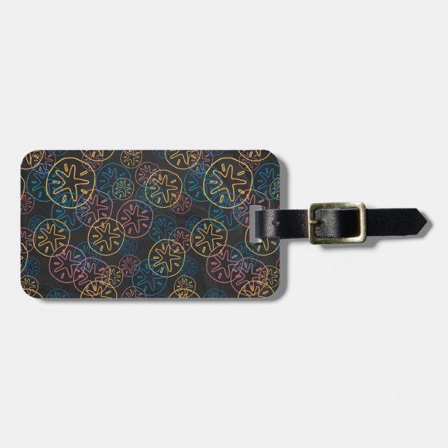 Étiquette À Bagage Lignes de Dollar de Sable Rouge Jaune Bleu (Devant horizontal)