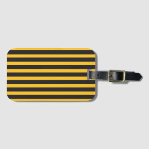 Étiquette À Bagage Lignes Géométriques Horizontales Jaunes et Noires 