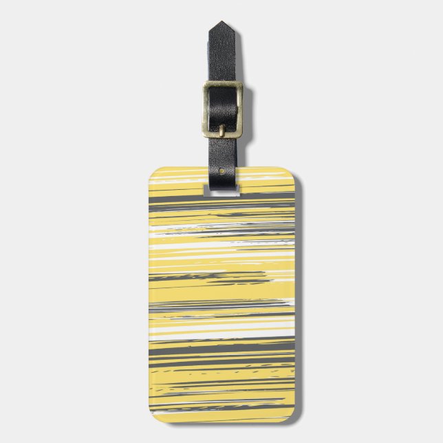 Étiquette À Bagage Lignes peintes à la main - jaune (Devant Vertical)