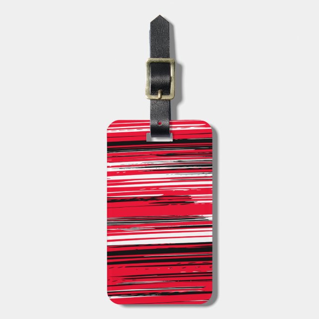 Étiquette À Bagage Lignes peintes à la main - rouge (Devant Vertical)