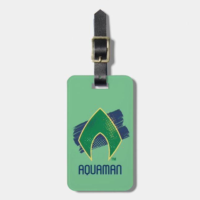 Étiquette À Bagage Ligue de Justice | Symbole Aquaman à demi-teintes  (Devant Vertical)
