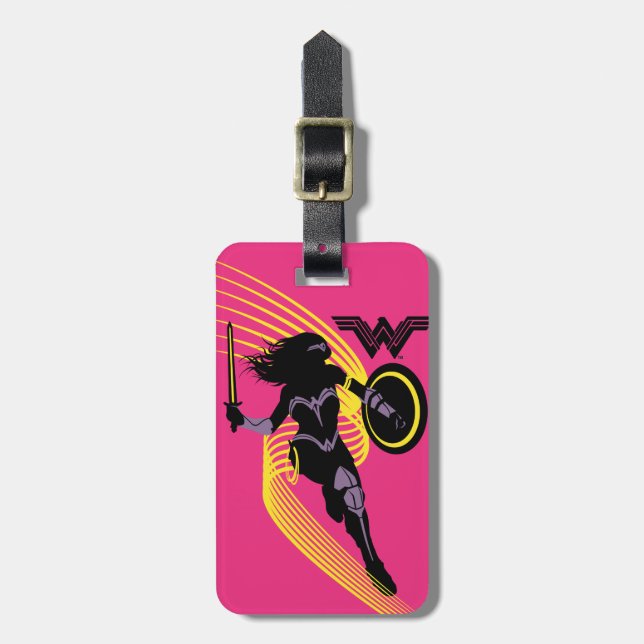 Étiquette À Bagage Ligue de Justice | Wonder Woman Icon Silhouette (Devant Vertical)
