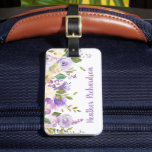 Étiquette À Bagage Lilac Floral Personnalisé Monogramme<br><div class="desc">Élégante étiquette à bagages imprimée sur mesure. Ce design girly présente une jolie bordure florale d'aquarelle boho dans les tons de lilas pastel et de violet lavande. Personnalisez-le avec votre nom monogramme ou autre texte personnalisé. Ajoutez vos coordonnées sur le côté arrière en coque vos bagages sont perdus pendant le...</div>