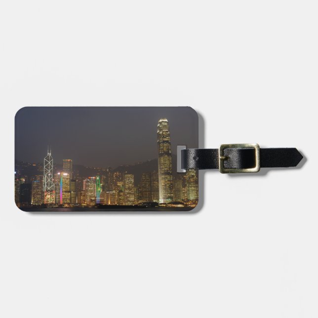 Étiquette À Bagage L'île de Hong Kong la nuit (Devant horizontal)