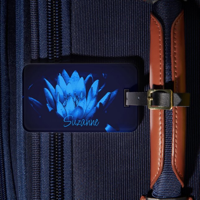 Étiquette À Bagage Lily Lotus Fleur d'eau bleu brillant Personnalisé (Insitu Rectoal 4)