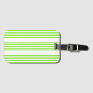Étiquette À Bagage Lime vert et blanc cinq bandes motif