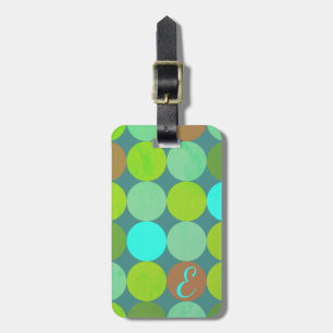 Étiquette À Bagage Lime Vert Turquoise Turquoise & Rust Cercles Monog