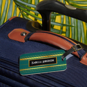 Étiquette À Bagage Linge Luxe Moderne Green Gold Texture Collection