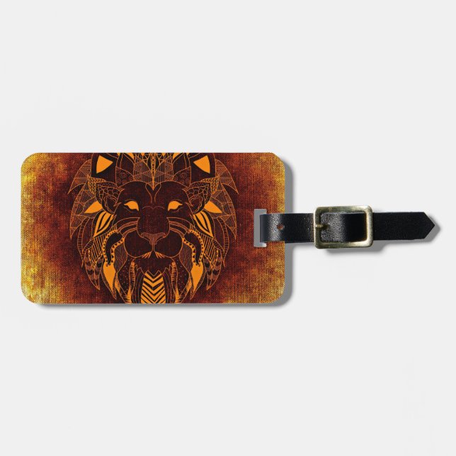 Étiquette À Bagage Lion animal sauvage abstrait (Devant horizontal)