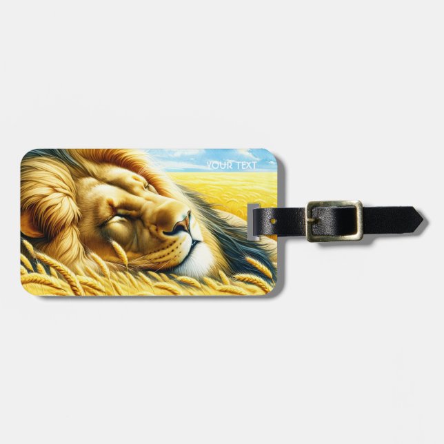 Étiquette À Bagage Lion couché de blé mou Imaginaire (Devant horizontal)