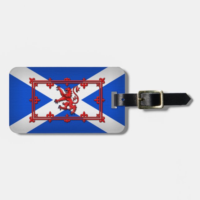 Étiquette À Bagage Lion effréné sur le drapeau écossais (Devant horizontal)