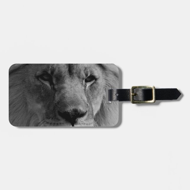 Étiquette À Bagage Lion noir et blanc (Devant horizontal)
