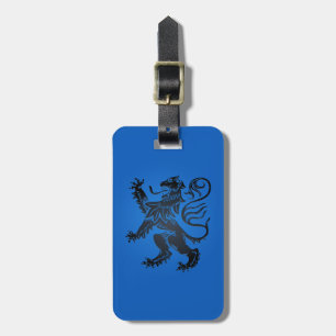 Étiquette À Bagage Lion Rampant Design, bleu et noir complexe