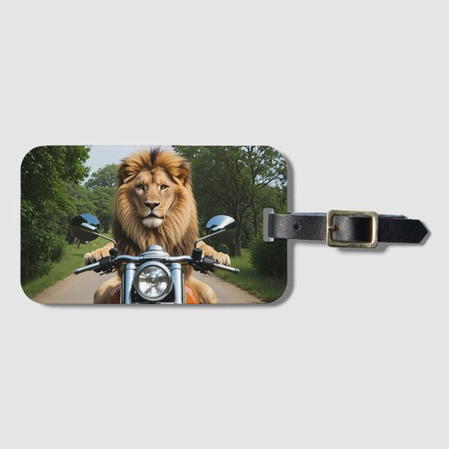 Étiquette À Bagage Lion sur moto (Devant Horizontal)