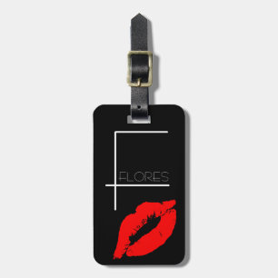 Étiquette À Bagage Lipe de baiser personnalisée Rouge noir Lipstick F