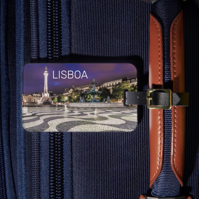 Étiquette À Bagage Lisbonne Portugal Rossio Carré Vacances Souvenir (Insitu Rectoal 4)