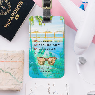 Étiquette À Bagage Liste de vérification de destination tropicale mig