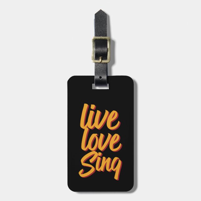 Étiquette À Bagage Live Love Chanteur Sing Songwriter Karaoke Lover (Devant Vertical)