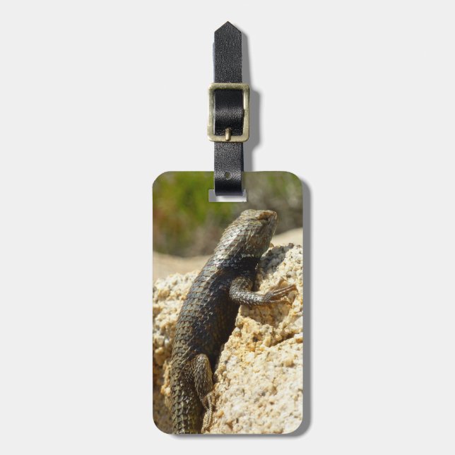 Étiquette À Bagage Lizard d'épinette à dos jaune à Joshua Tree (Devant Vertical)