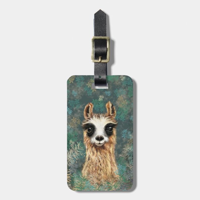Étiquette À Bagage Llama pour bébé curieux - mignonne (Devant Vertical)
