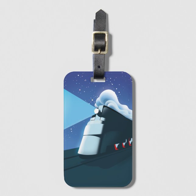 Étiquette À Bagage Locomotive Art Déco (Devant Vertical)