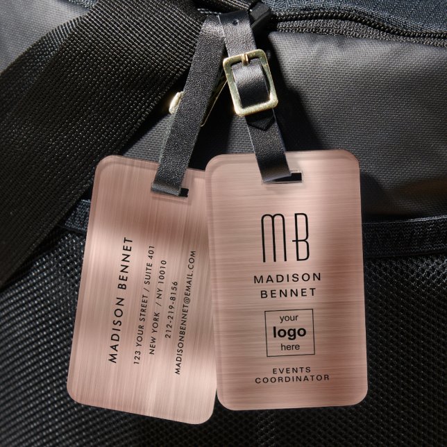 Étiquette À Bagage Logo d'affaires Rose Gold Professional Travel (Business Logo Rose Gold Professional Travel Luggage Tag)