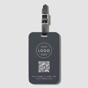 Étiquette À Bagage Logo de code QR gris charbon personnalisé