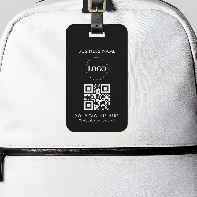 Étiquette À Bagage Logo de l'entreprise personnalisée QR Code et text (Créateur téléchargé)