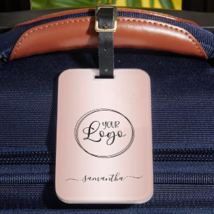 Étiquette À Bagage Logo dégradé or rose girly minimaliste moderne