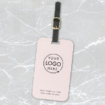 Étiquette À Bagage Logo d'entreprise | Blush Pink Promotional Travel<br><div class="desc">Un simple bagage d'affaires rose vif personnalisé modèle dans un style moderne minimaliste qui peut être facilement mis à jour avec le logo de votre entreprise,  le slogan et les détails de votre entreprise. #luggagetag #logo #business #travel</div>