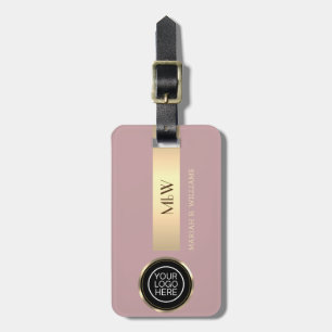 Étiquette À Bagage Logo d'entreprise - Gold Metal Nom monogrammé