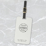 Étiquette À Bagage Logo d'entreprise | Grey Modern Professional Trave<br><div class="desc">Un simple bagage d'affaires gris personnalisé modèle dans un style moderne minimaliste qui peut être facilement mis à jour avec le logo de votre entreprise,  slogan et détails d'entreprise. #luggagetag #logo #business #travel</div>