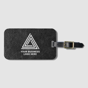 Étiquette À Bagage Logo d'entreprise moderne en faux cuir noir