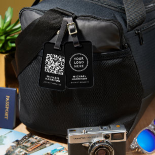 Étiquette À Bagage Logo d'entreprise moderne QR Code noir