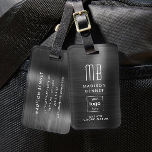 Étiquette À Bagage Logo d'entreprise noir Voyage professionnel