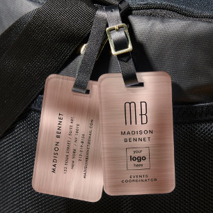 Étiquette À Bagage Logo d'entreprise Rose Gold Voyage Professionnel