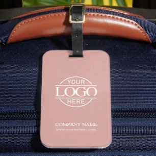 Étiquette À Bagage Logo d'entreprise Rose Poussiéreuse Moderne pour V