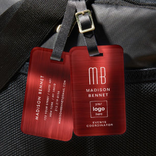 Étiquette À Bagage Logo d'entreprise Rouge Voyage Professionnel