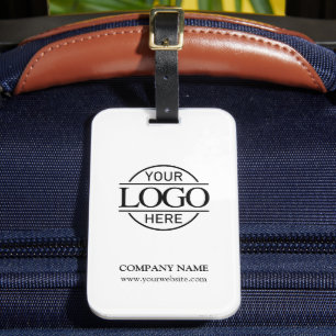 Étiquette À Bagage Logo Élégant Noir Blanc Entreprise Voyage Employé
