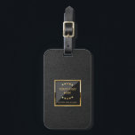 Étiquette À Bagage Logo en cuir Faux noir professionnel personnalisé<br><div class="desc">Logo en cuir de luxe Black Faux Design professionnel personnalisé. Les produits correspondants se trouvent dans la collection Luxury Faux Leather Business. C'est un graphique en cuir et non un vrai ou un faux cuir.</div>