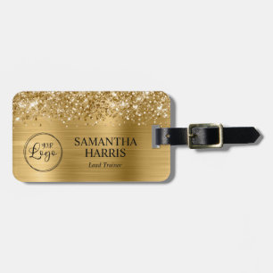 Étiquette À Bagage Logo en feuille d'or scintillant
