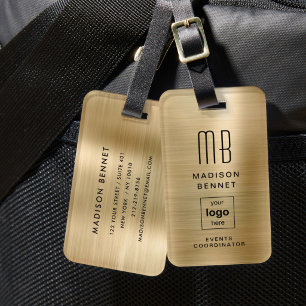 Étiquette À Bagage Logo Entreprise Or Voyage Professionnel