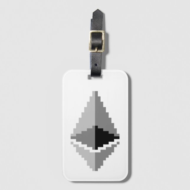 Étiquette À Bagage Logo Ethereum ETH 8 bits | Étiquette de bagage (Devant Vertical)