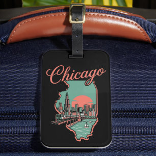 Étiquette À Bagage Logo minimaliste de la ville de Chicago Illinois