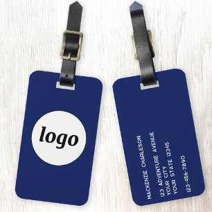 Étiquette À Bagage Logo Minimaliste Promotionnel Bleu Marine Entrepri