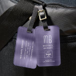 Étiquette À Bagage Logo Personnalisé Métal brossé violet monogrammé<br><div class="desc">Balise de bagage en métal brossé violet monogrammé sur mesure. Personnalisez-le avec vos détails et le logo de votre entreprise.</div>