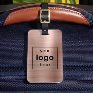 Étiquette À Bagage Logo personnalisé Monogrammé Métal Brossé Rose Gol