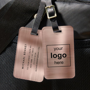 Étiquette À Bagage Logo personnalisé Monogrammé Métal Brossé Rose Gol