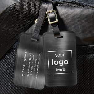 Étiquette À Bagage Logo personnalisé Monogramme Noir